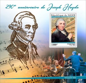 NIGER - 2022 - Joseph Haydn - Perf Souv Sheet - Mint Never Hinged