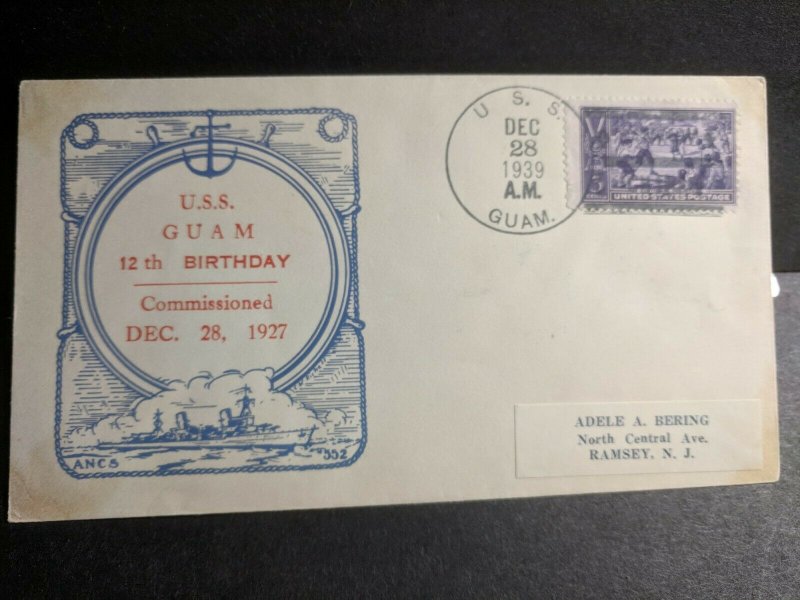 USS GUAM PR-3 Naval Cover 1939 RICHELL Cachet HANKOW, CHINA #855