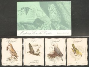 MADEIRA Sc# 115 - 118a MNH FVF Set of 4 + Booklet Birds