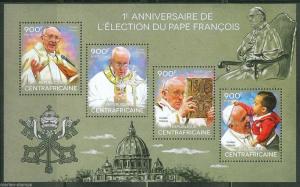 CENTRAL AFRICA  2014 1st ANNIVERSARY ELECTION OF  OF POPE FRANCIS SHEET  MINT NH