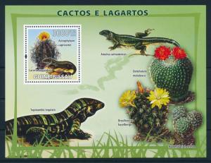 [96511] Guinea Bissau 2008 Reptiles Lizard Cactus Flowers Sheet MNH