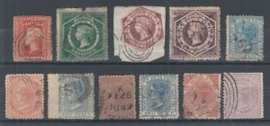 New South Wales Sc 35/57 used. 1862-71 issues, 11 diff with faults, nice group.