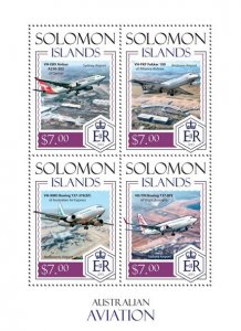 SOLOMON IS. - 2014 - Australian Aviation - Perf 4v Sheet -Mint Never Hinged