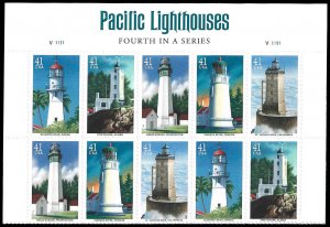 PCBstamps   US #4146/4150 PB $4.10(10x41c)Lighthouses, (V11111), MNH, (PB-1a)