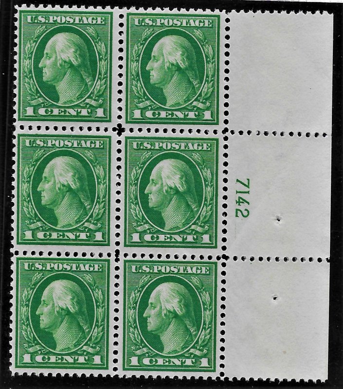 US 1912 Sc. #405 Plate Block NH