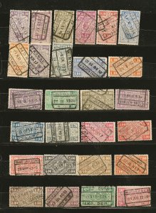 Belgium Collection of 27 Different Old Railway 1923-1940 Stamps Used