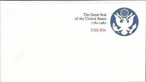 US Postal Stationary.  USA - The Great Seal of the US. 1782-1982.