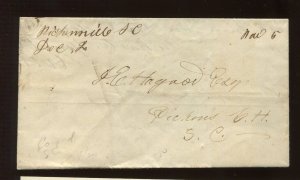 CSA Pickensville South Carolina Stampless 'PAID 5' Cover CSA CV $250 LV6688