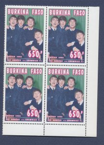 BURKINA FASO - Scott 1060 - MNH perf block  - The Beatles  - 1995