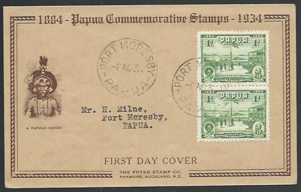 PAPUA 1934 Jubilee 1d (Pair) on commem FDC.................................56486