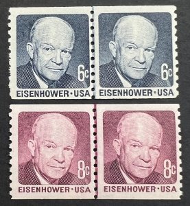 Scott#: 1401, 1402 - Dwight D. Eisenhower 6¢ 1970 BEP Line Pair MNHOG - Lot 1