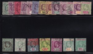 Straits Settlements Scott #109-128 set VF Used nice color scv $ 553 ! see pic !