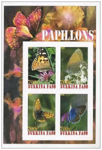 BURKINA FASO SHEET IMPERF CINDERELLA BUTTERFLIES INSECTS