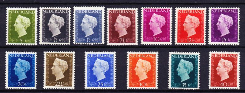 NETHERLANDS 286-297,301 MH 1947-48 WILHELMINA DEFINS