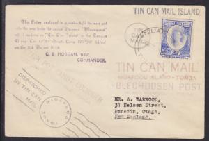 Tonga SG 59a used on 1938 Tin Can Mail Cover to New Zealand