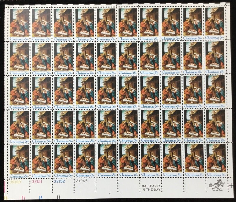 1414   Christmas Nativity    MNH 6¢ Sheet of 50 with no gum breakers   In 1970