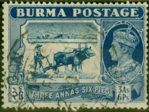 Burma 1938 3a6p Light Blue & Blue SG27 Fine Used