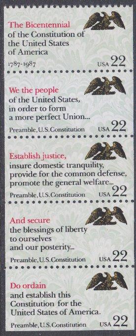 US sc#2359a 1987 22c Constitution booklet pane MNH