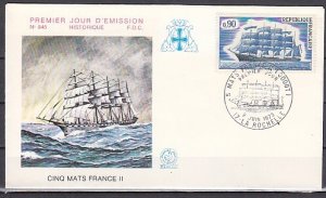 France, Scott cat. 1377. Five-Master, France II, Ship issue. First day cover. ^