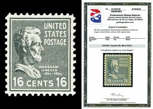 Scott 821 1938 16c Presidential Issue Mint Graded Superb 98 NH with PSE CERT