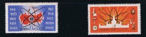 MAP, PEACE, ATOM SYMBOL = set of 2 Russia 1962 Sc 2625-2626; Mi 2638-39 MNH