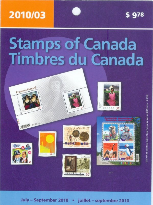 Canada July-September 2010 MNH col;lection 11 stamps CV$17.00