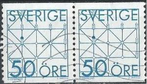 Sweden 1434 (used pair) 50ö game: fox and cheese (1985)