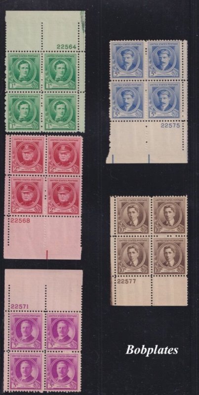 Bobplates #859-93 Famous American Set Plate Blocks F-VF MNH SCV=$245.7