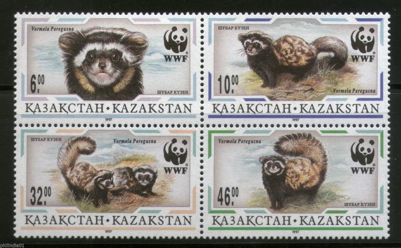 Kazakhstan 1997 WWF Marbled Polecat Wildlife Animals Fauna Sc 171-74 MNH # 211