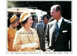 Turks and Caicos - 1996 - Queen Elizabeth 70th - Souvenir Stamps Sheet - MNH