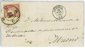 P0149 - SPAIN - POSTAL HISTORY - #48 on cover from SEGOVIA Wheel of Car 44-