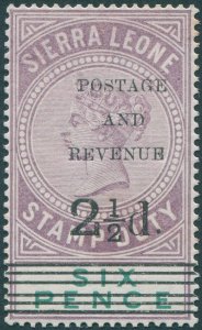 Sierra Leone 1897 2½d on 6d dull purple & green SG59 unused