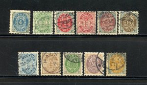 Denmark #42-52 (D497) Comp 1895-1901 Arms Type, Used, FVF, CV$89.90