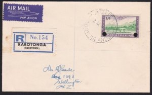 COOK IS 1963 Registered cover to NZ ex AITUTAKI using Rarotonga reg label..A7891