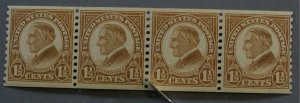 United States #598 1 1/2 Cent Harding Coil Strip of Four MNH