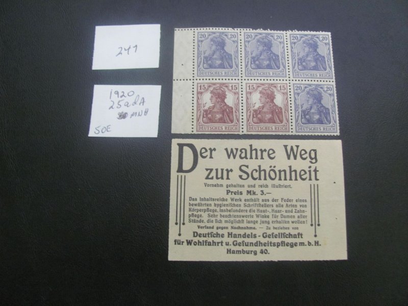Germany 1920 mnh MI.25adA BOOKLET XF 50 EUROS  (247)