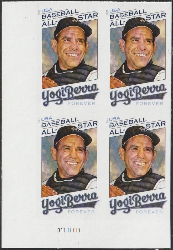 5608a MNH LL PB(4) NDC Yogi Berra, imperforate - no per item S&H fees