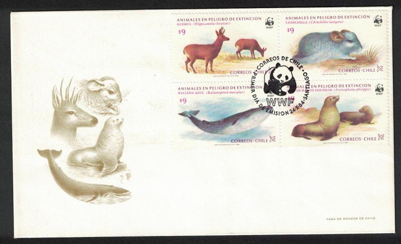 Chile WWF Conservation in Chile FDC SG#993-996 MI#1066-1069 SC#679-682