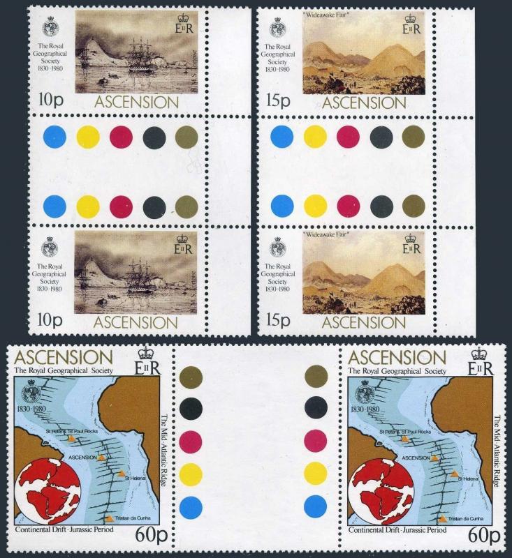 Ascension 266-268 gutter,MNH.Michel 268-270. Geographical Society,1980.Paintings