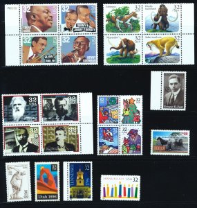 US 1996 Comm Year Set, w/MOUNTS - 93 stamps incl. 3 sheets Mint NH, see scans 