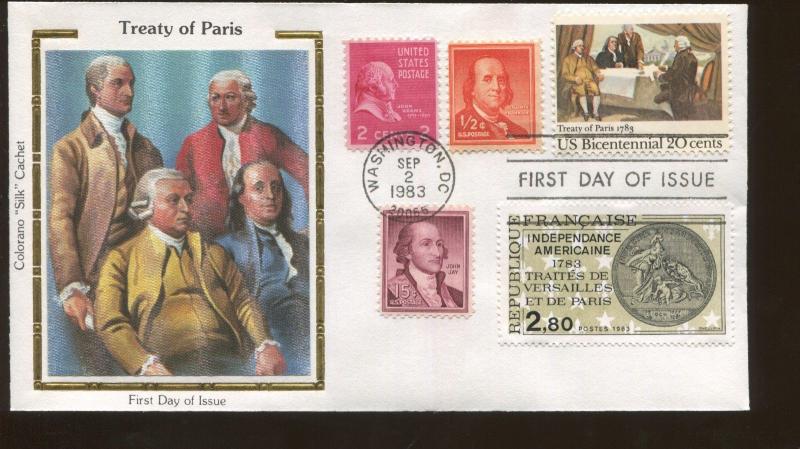 1983 Washington DC Treaty of Paris Colorano Silk Cachet First Day Cover