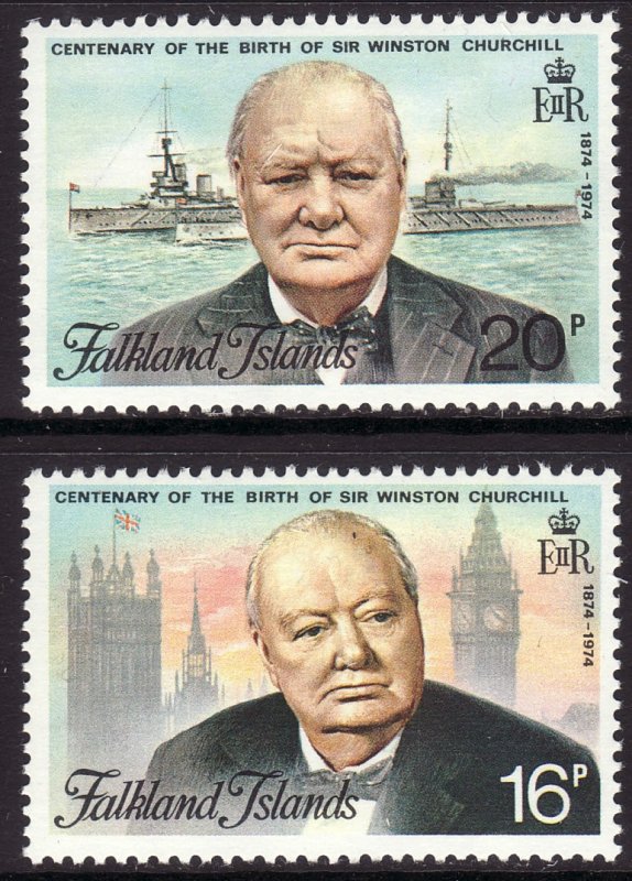 1974 Falkland Island Winston Churchill complete set MNH Sc# 235 / 236 CV $2.50