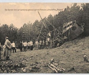 GERMANY WW1 French Military Airship *Alsace* CRASH Postcard SHOT-DOWN 1915 PG235