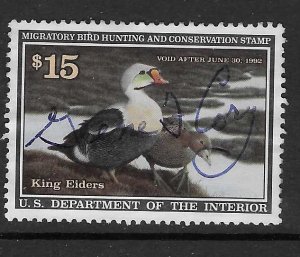 US #RW58  1991 $15.00  Federal Duck Stamp King Elders (U)  CV$35.00