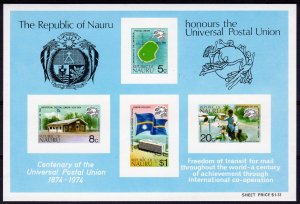 Nauru 1974 Sc#117a U.P.U.Centenary/Motorcycle Souvenir Sheet IMPERFORATED MNH