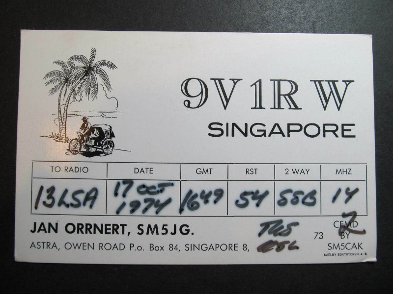 10224 Amateur Radio QSL Card SINGAPORE