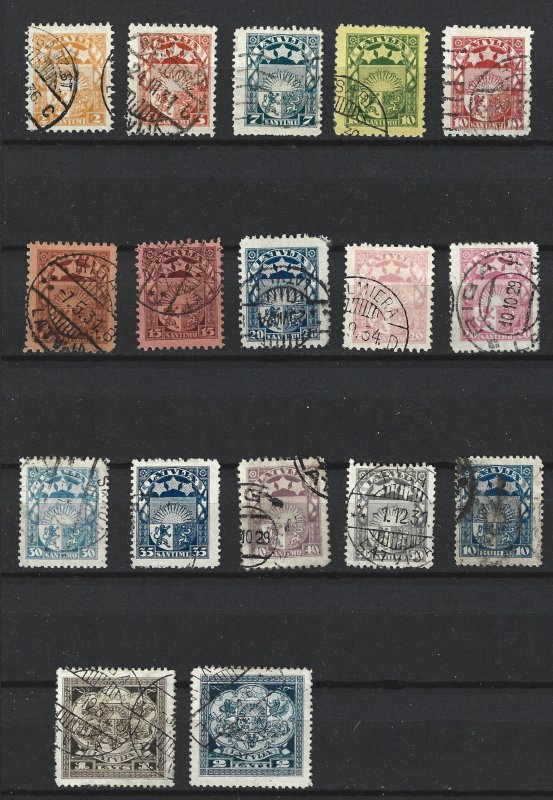 Latvia Scott# 114//153 Used 17  different Arms stamps 2019 CV $6.95