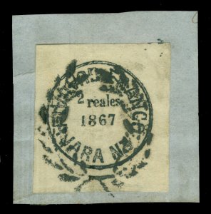 MEXICO 1867 Provisional Issues - GUADALAJARA  2 reales white Sc# 6 used VF piece