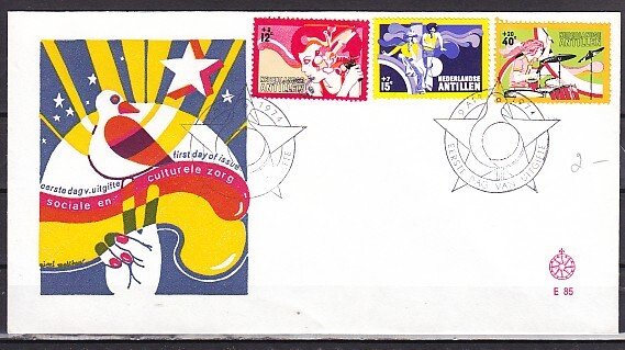 Neth. Antilles. Scott cat. B128-B130. Youth & Rock Music. First day cover. ^