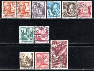 Germany - under French occupation Scott # 8N28 - 8N37, used, cpl set